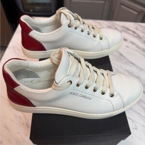 D@lce Gabbana Portofino Low Sneakers – White/Red